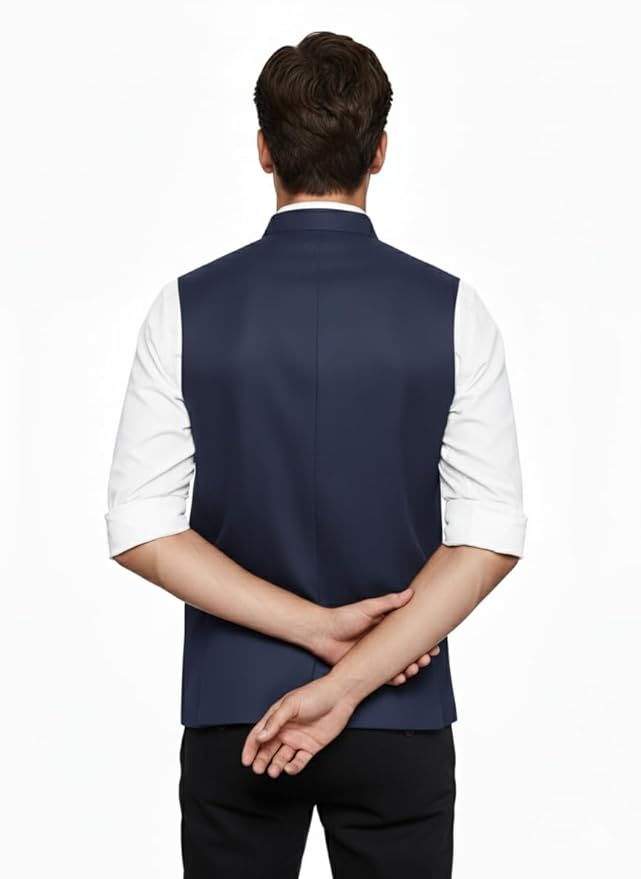 Men’s Nehru Jacket / Bandi Modi Koti | Cotton Blend Sleeveless Ethnic Waistcoat - Image 4
