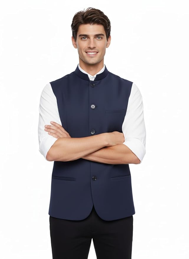 Men’s Nehru Jacket / Bandi Modi Koti | Cotton Blend Sleeveless Ethnic Waistcoat - Image 5