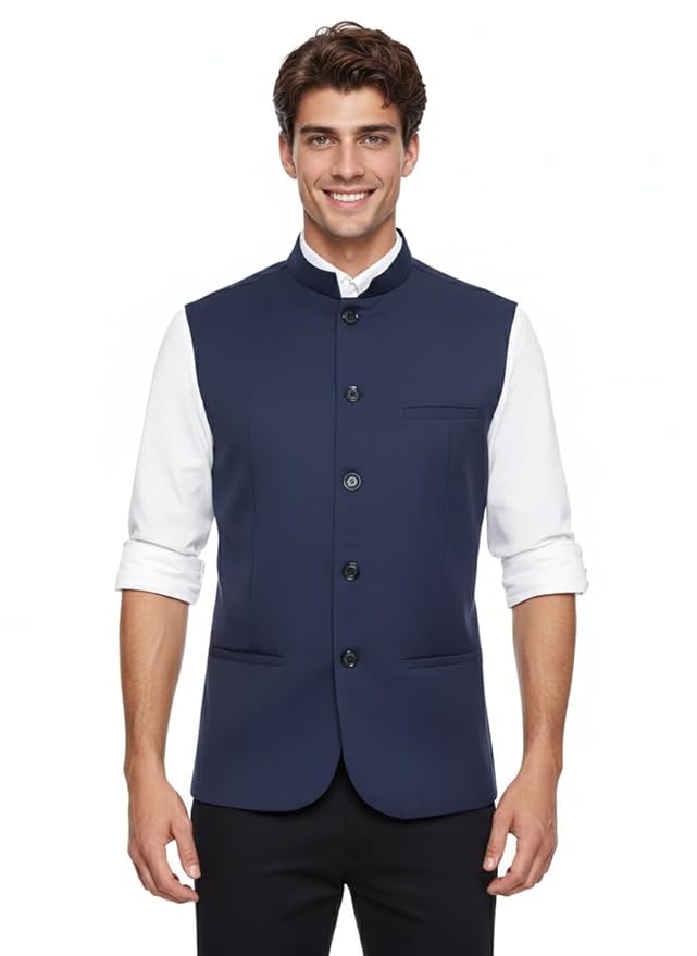 Men’s Nehru Jacket / Bandi Modi Koti | Cotton Blend Sleeveless Ethnic Waistcoat - Image 6