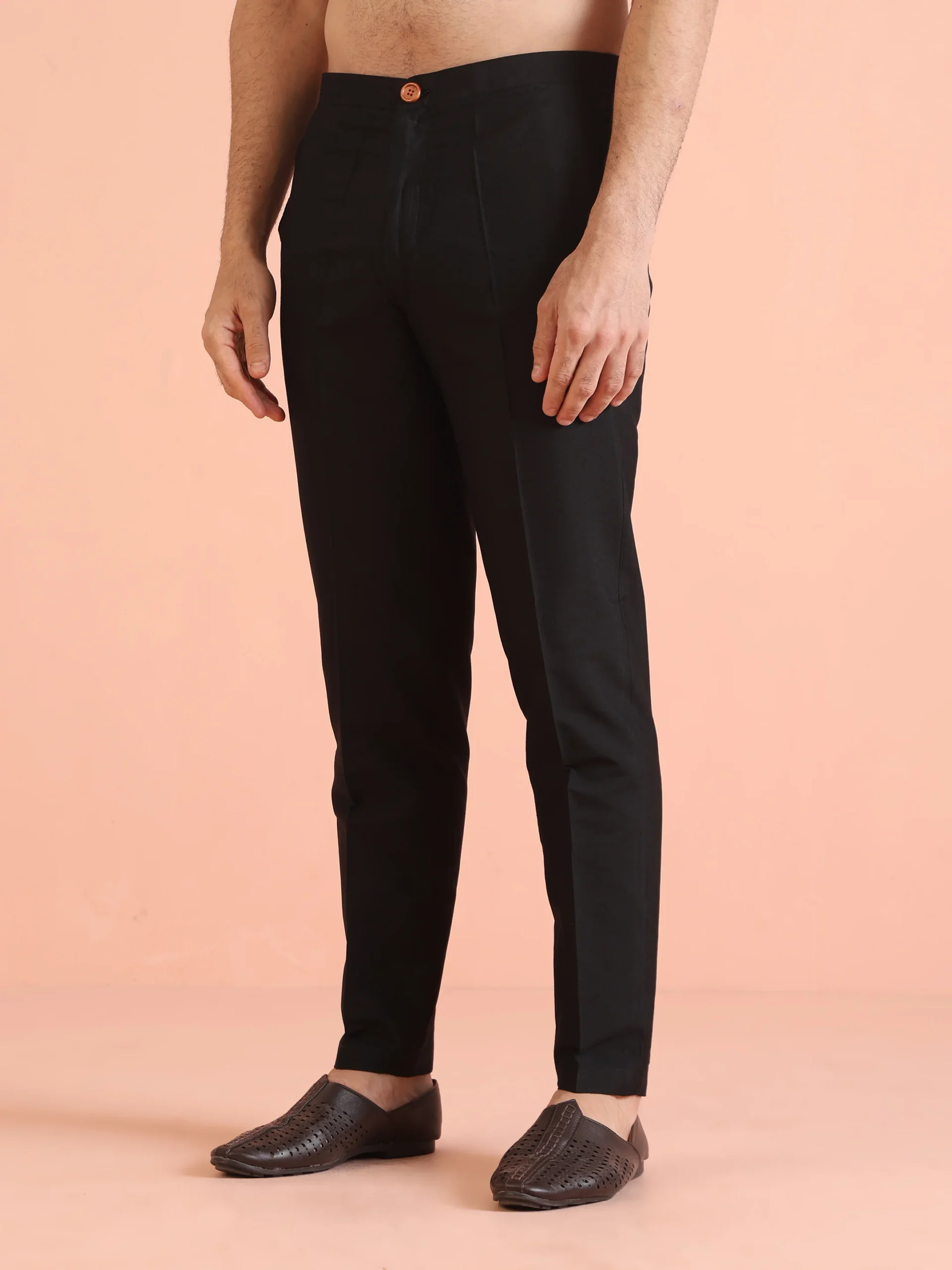 Men’s Black Printed Kurta Trouser Set | Cotton Blend Regular Fit Ethnic Wear - Image 2