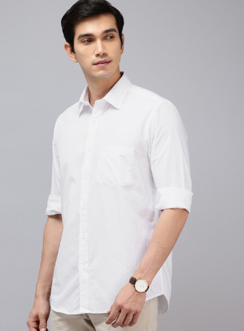 Men's Regular Fit Pure Cotton Casual Shirt – White - Image 3