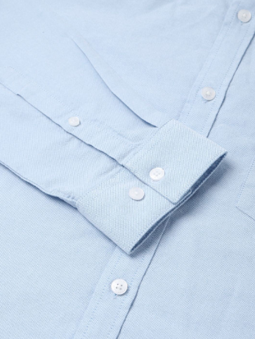 Men's Slim Fit Pure Cotton Casual Shirt – Solid Blue - Image 5