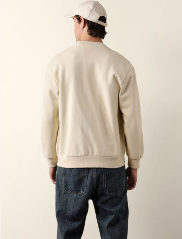 Men's Lightweight Cotton-Blend Bomber Jacket – Cream - Image 3