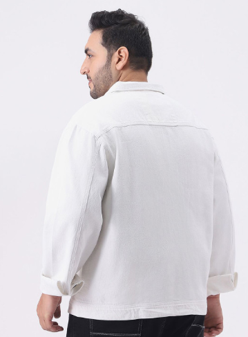 Men's Classic White Denim Jacket – Cotton Lined - Image 3