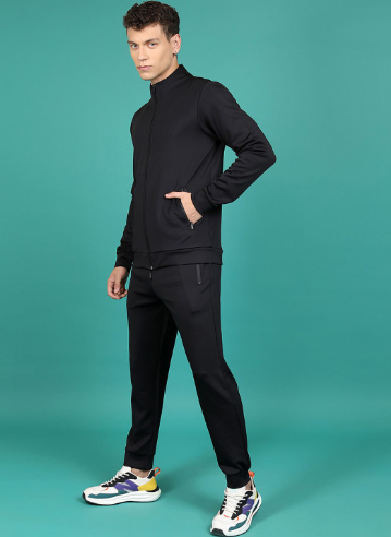 Men's 2-Piece Regular Fit Active Tracksuit – Solid Black - Image 2