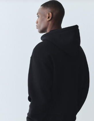 Men's Midweight Zip-Up Cotton-Blend Hoodie – Black - Image 2