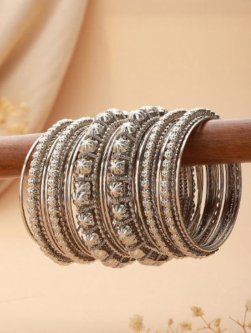Set of 2 18KT Gold-Plated Floral Enamel Bangles - Image 2