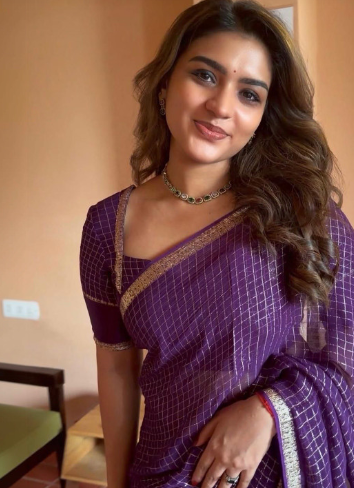 Purple Viscose Georgette Saree with Zari Woven Border - Image 3