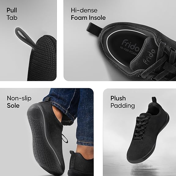 Men's Cloud Comfort Zero-Drop Minimalist Sneakers – Black - Image 2